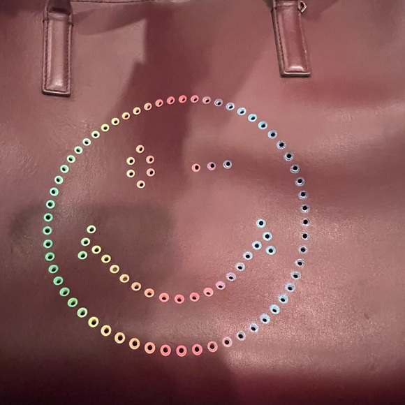Anya Hindmarch Smiley Burgundy Leather Tote - Picture 4 of 6